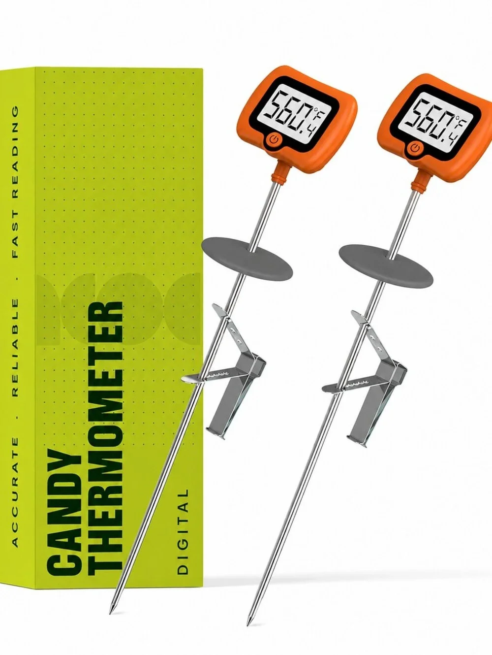 2 Pack Digital Candy Thermometer with Pot Clip, 10